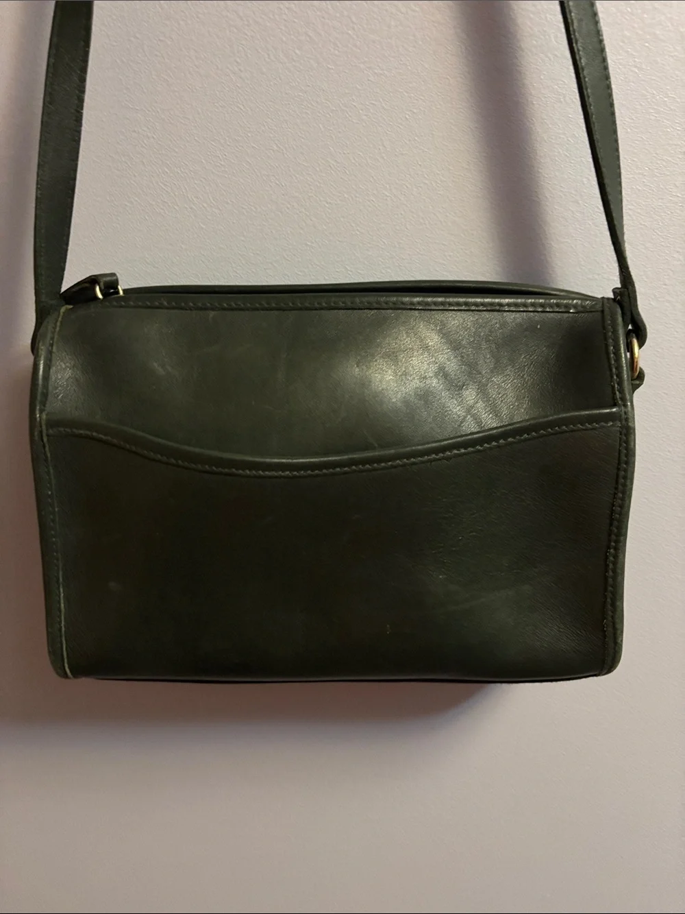 Classic Dark Green Leather Crossbody Bag